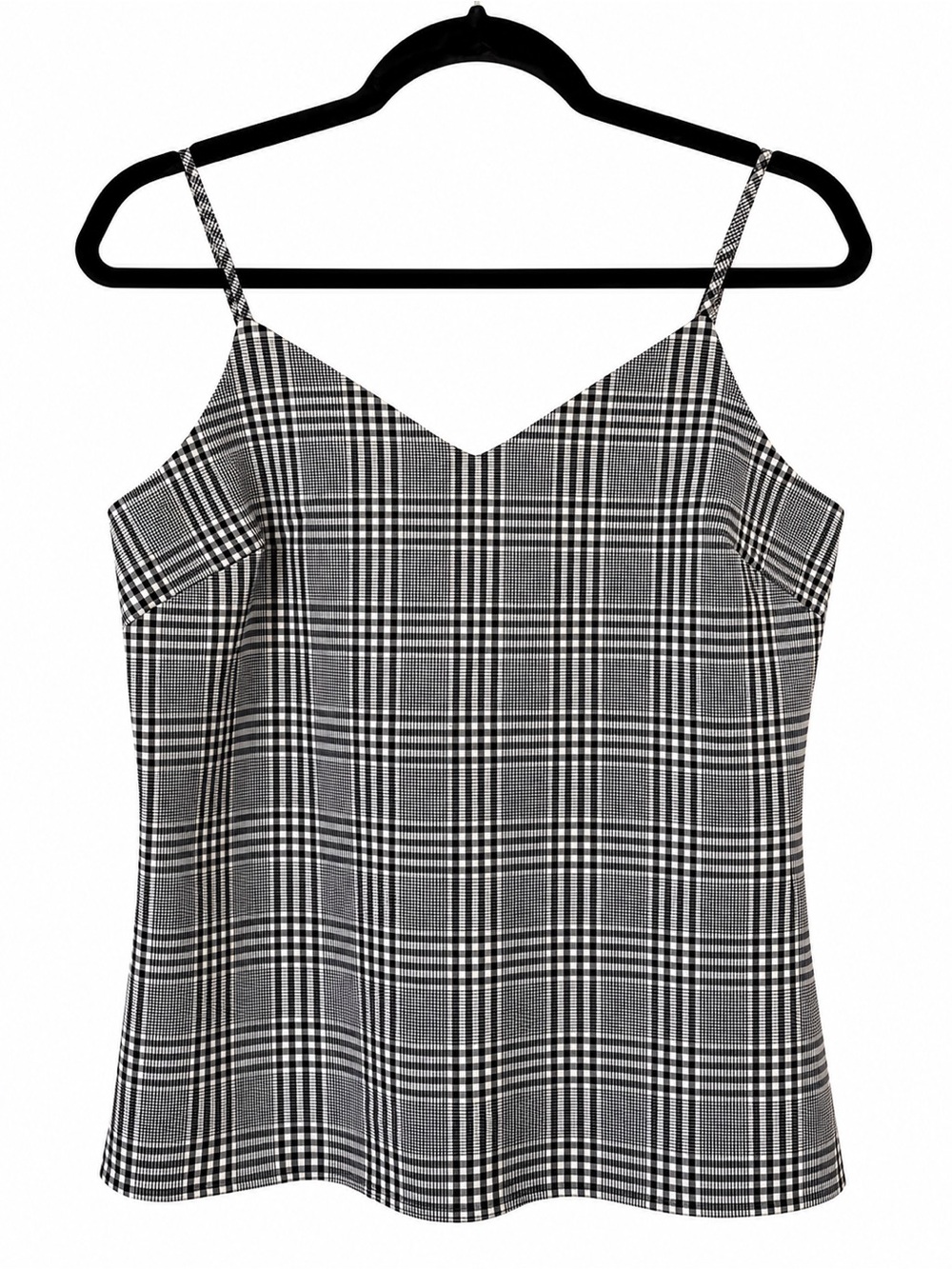 Plaid V-Neck Cami Top in Black and White